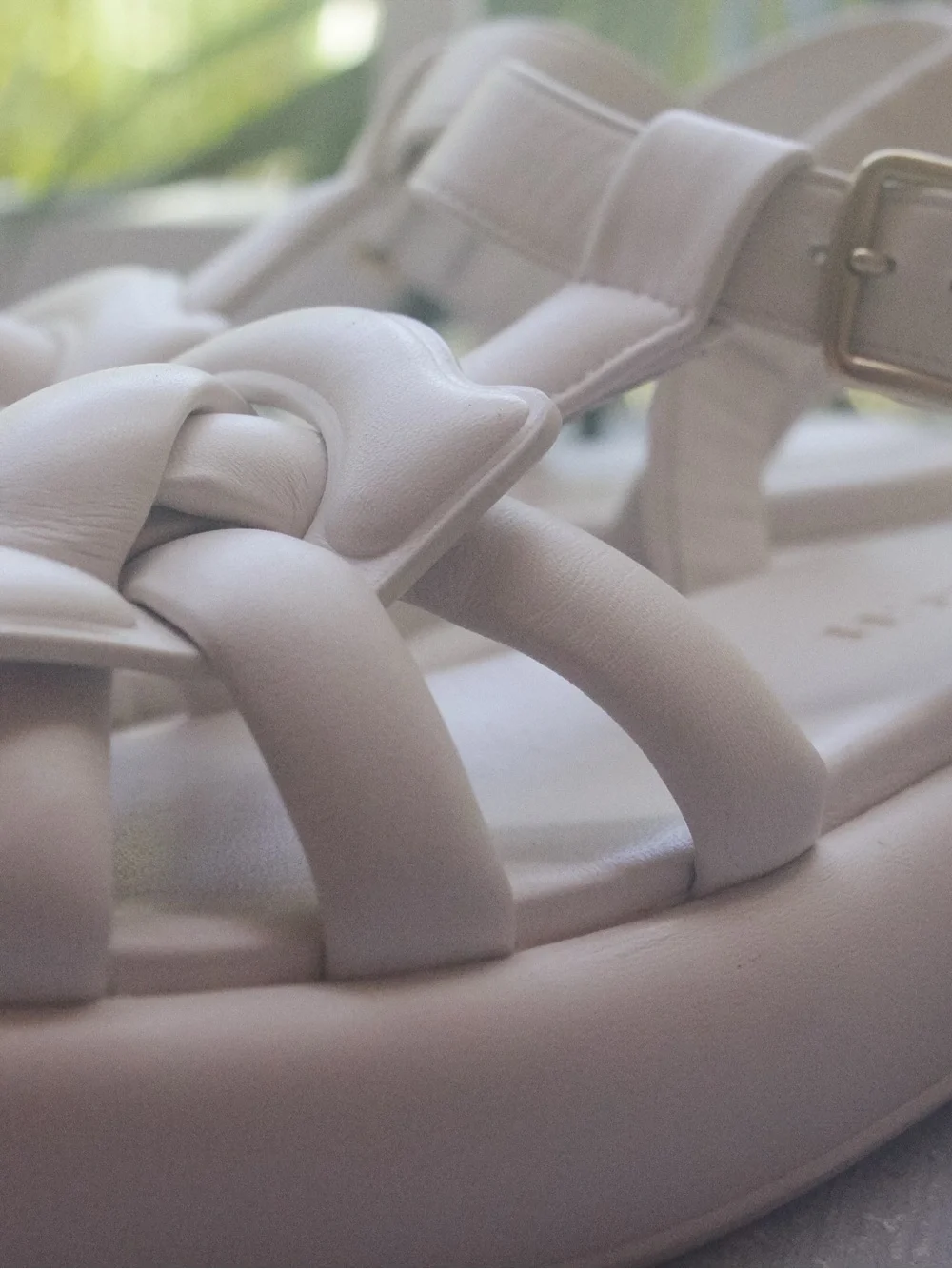Coach Cream Braided Platform Sandals